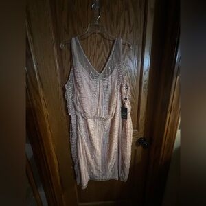 Adrianna Papell Pink Beaded Mini Dress
